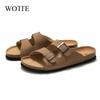 Mode Neue Herren Kork Pantoletten Unisex Sommer Pantoletten Herren Clogs Damen Weiche Kork Zwei Schnallen Strand Slides Outdoor Schuhe Für Herren 44 45