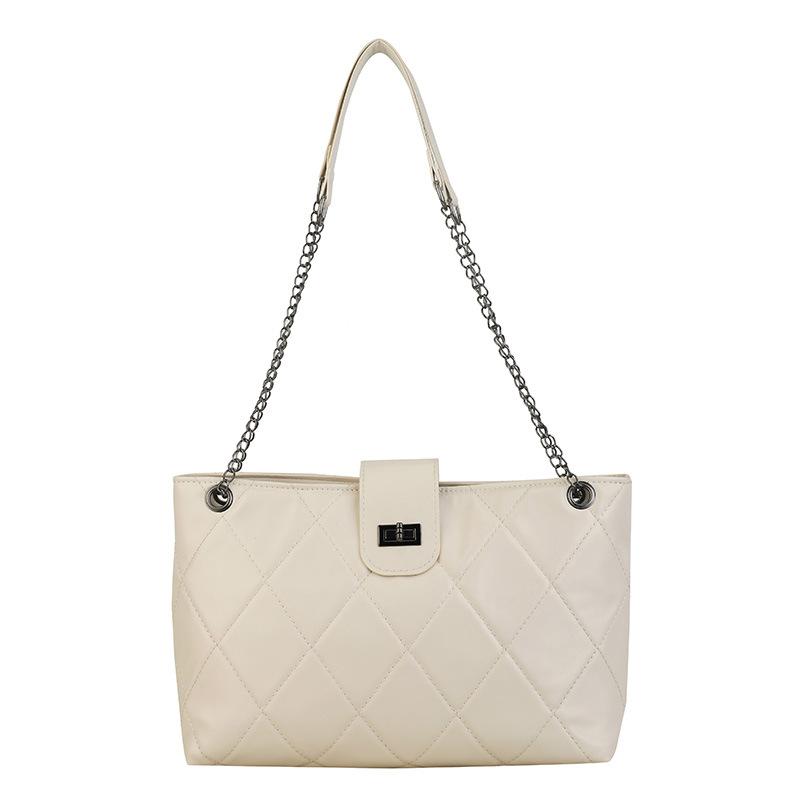 Casual Large-capacity Diamond Women's Summer New Simple Fashion Embroidery Thread Chain Shoulder Tote Bag
