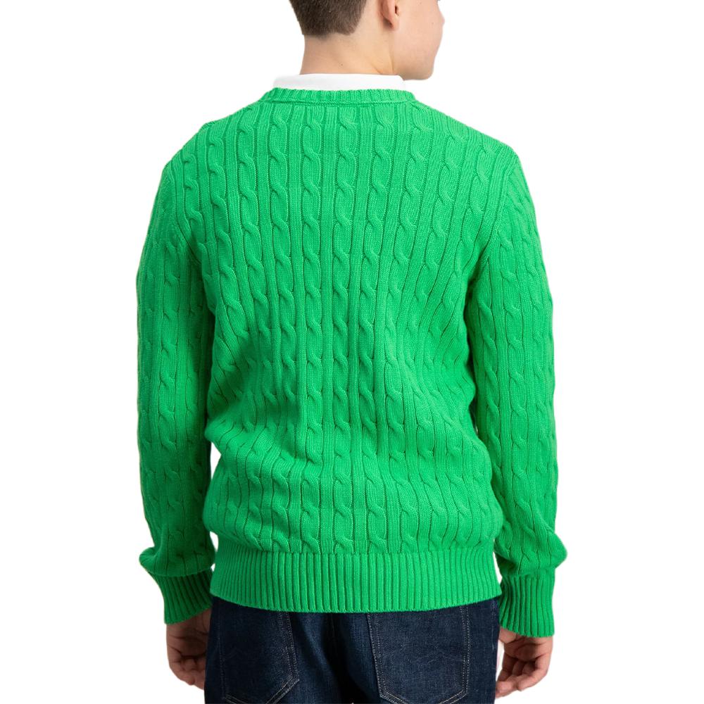 Pulover Polo Ralph Lauren Ss24 Culoare Solidă Broderie Logo Tricot Cablu Mânecă Lungă Copii pulover Verde CWPOSWEY6820491-300