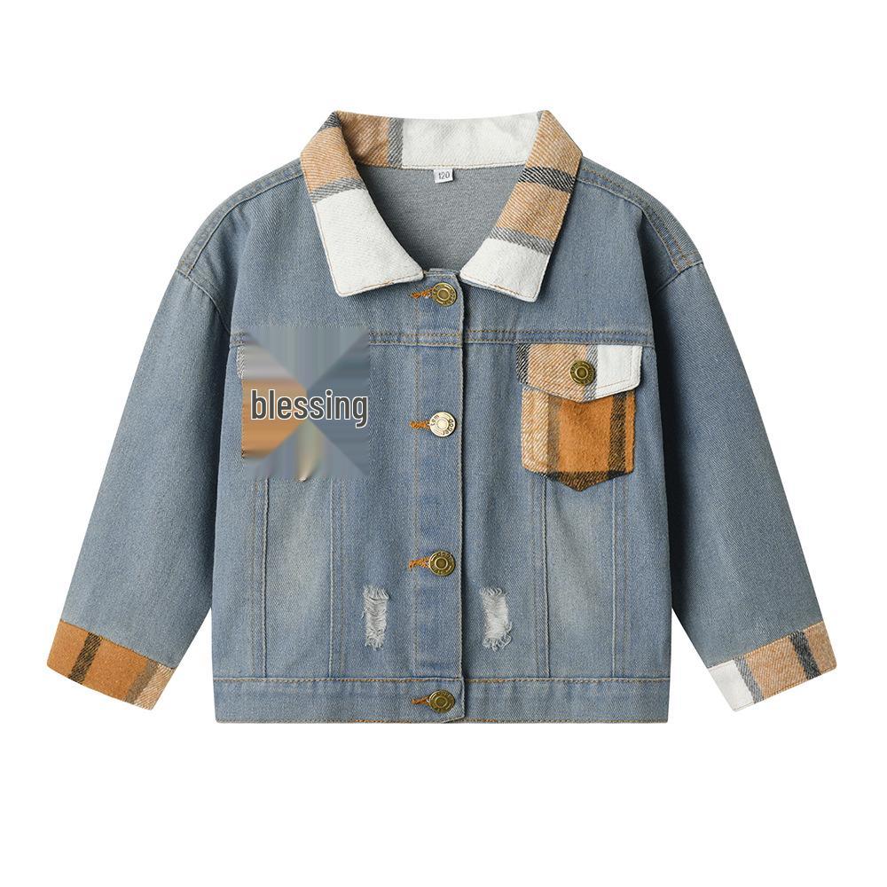 Nuova Giacca di Jeans Primavera/Autunno con Strappi per Ragazzi e Ragazze