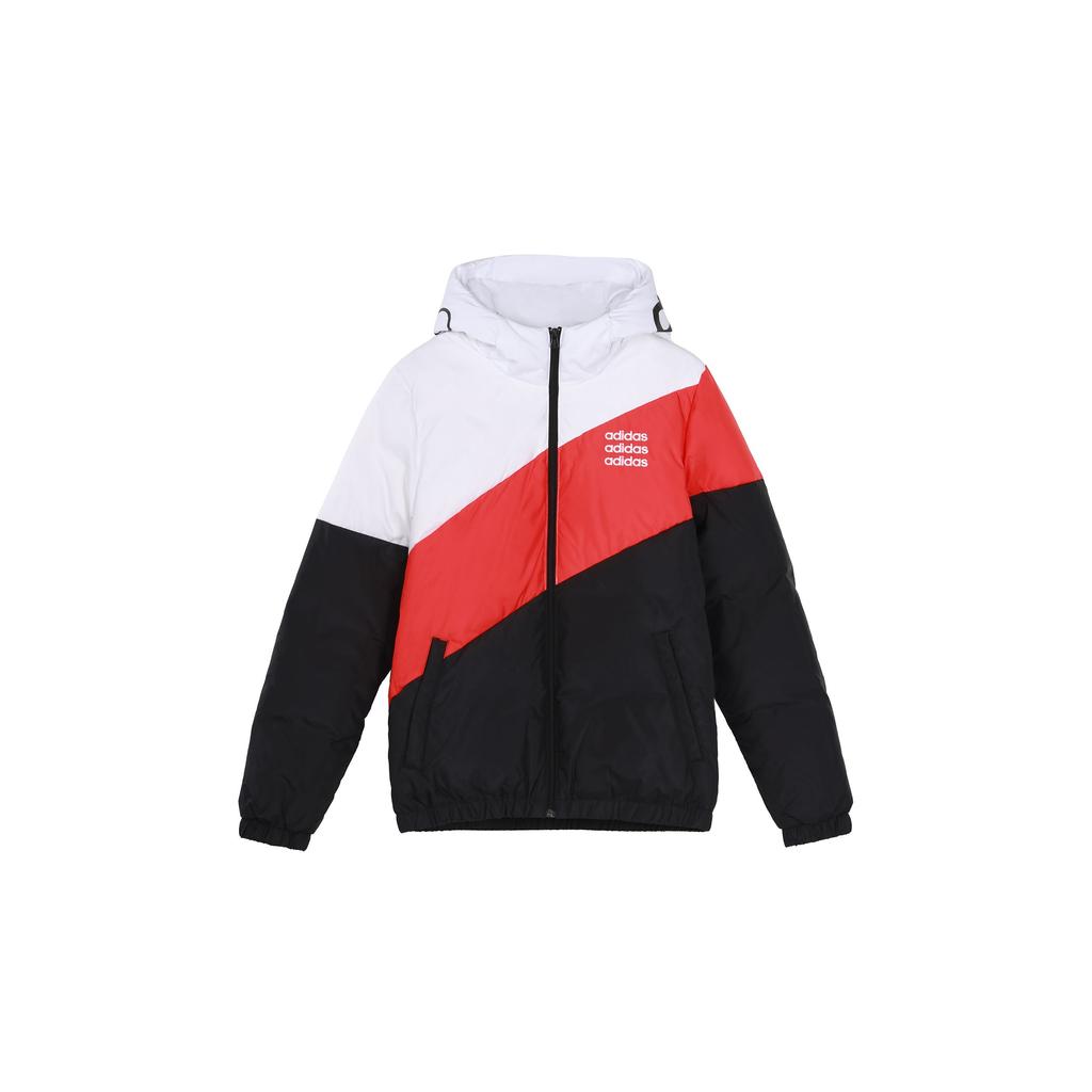 Adidas Neo Contrast Panel Warm Down Jacket With Hood Men Outerwear White Colorblock H45268