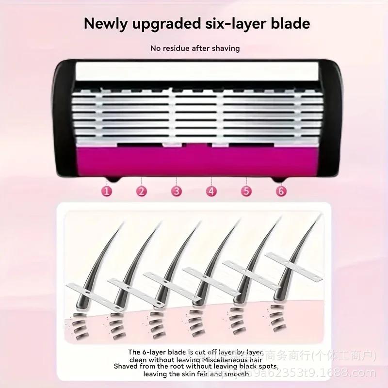 Женская шестилезвийная бритва для трансграничного бритья 6 Blades розы красного
