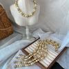 10Mm National Style Retro Maillard Color Strong Light Round Mixed Color Shijia Pearl Necklace Women'S Neck Chain Collarbone Chain Commuting