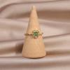 Design Fashion Jewelry 14K Real Gold Plating Simple Emerald Square Zircon Ring Elegant Women's Daily Work Accessories