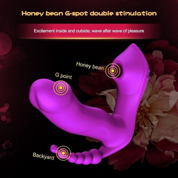 3 IN 1 Sucking Vibrator 7 Mode Vibrating Sucker Anal Vagina Clitoris Stimulator Wearable Oral Suction Erotic Sex Toys for Women Orgasm