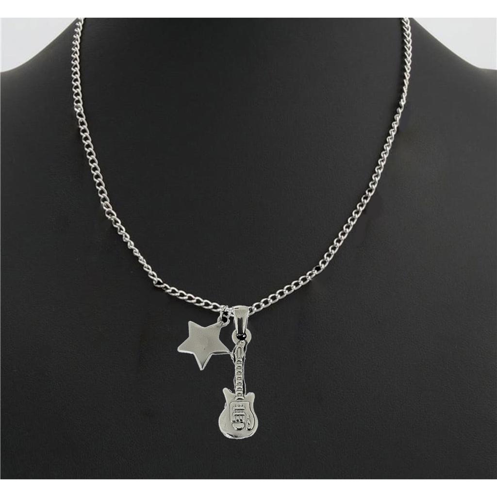 Wisiorek Gwiazda Gitary Łańcuszek Obojczykowy Muzyka Inspiruje Naszyjnik Kobiety Metalowy Naszyjnik Regulowana Długość Łańcuszek Obojczykowy