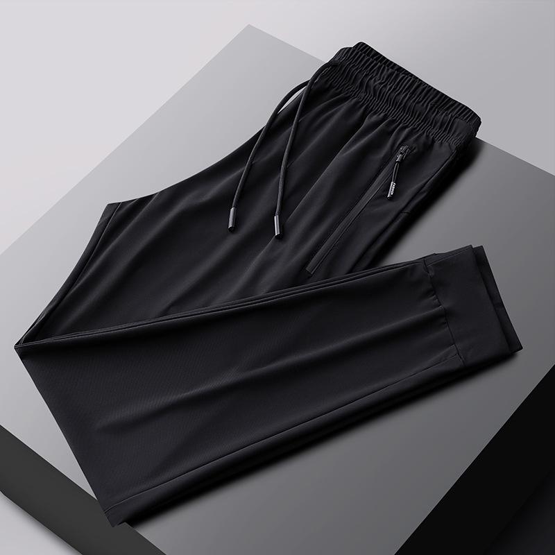 Men's Summer Elastic Ice Silk Quick-Dry Straight-Leg Pants