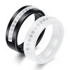 European American Ceramic Ring: Black & White 6MM Diamond-Set Pottery for Students