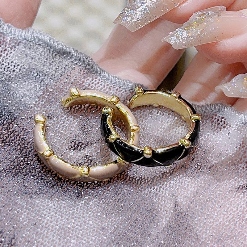 Maillard Gold Irregular Zircon Drop Glaze Ring Light Luxury Niche Design Ring Temperament Index Finger Ring