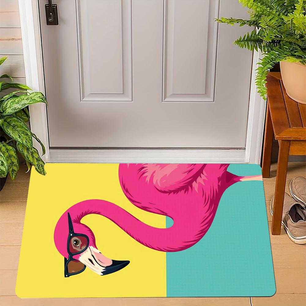 Roze Flamingo Bloemenprint Deurmat Petrol Achtergrond Antislip Entree Voordeur Vloermat Huisdecoratie Kleed Slaapkamer Decor 30x50cm