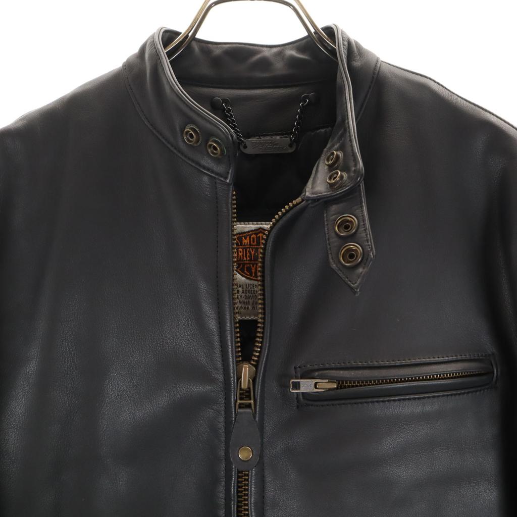 Harley Davidson Kurtka motocyklowa ze skóry naturalnej 36 czarna pojedyncza Męska Używana