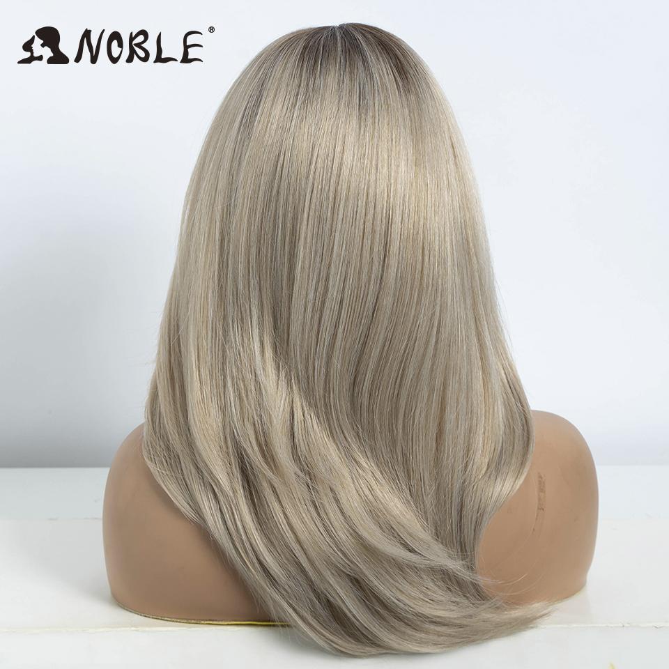 Noble Synthetic Lace Front Wig 14 Inch Straight Bangs Wig Cosplay Wig Ombre Blonde Wigs For Women Lace Wig Synthetic Lace Wig