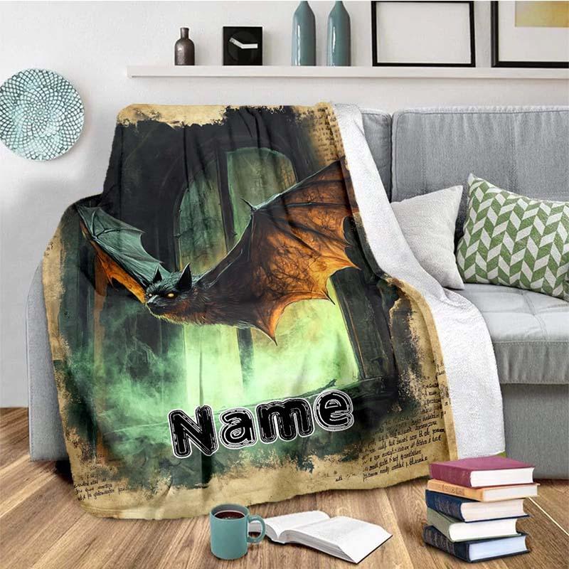 Night Bat Customize Your Name Blanket Used For Chair Office Sofa Bed Camping Soft And Warm Giving Friends And Relatives Birthday Graduation Gift