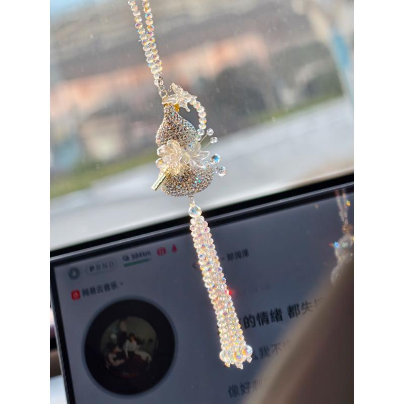 Rhinestone Gourd Butterfly Car Rearview Mirror Hanging Pendant For Women