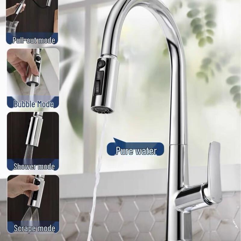 3-in-1 Pull-Out Kitchen Faucet with Purified Water
