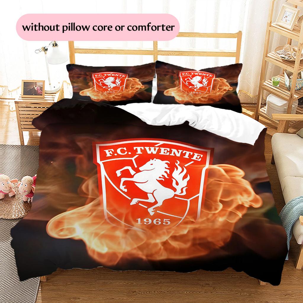 Biancheria da letto con motivo FC Twente Enschede Decorazione per la casa Regalo di compleanno ( 1 copripiumino + 2 federe, senza imbottitura),merchandising per fan.