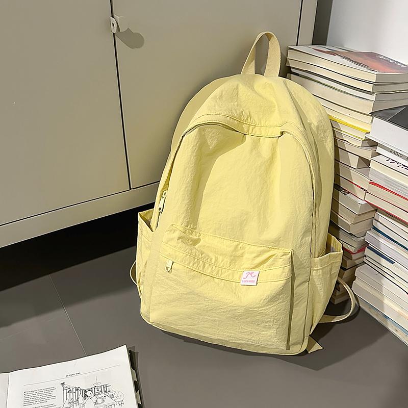 Solid Color Student Schoolbag Women's Large Capacity Backpack Men's Travel Backpack