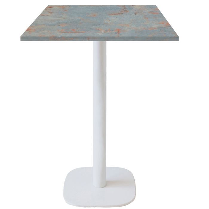 Mange-debout 60 x 60 cm - modèle Round pied blanc gris rouille