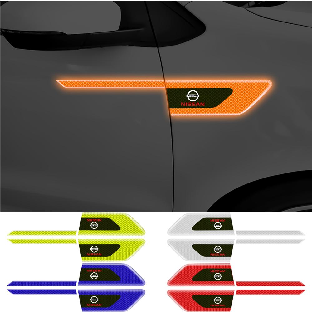 2PC Reflective Car Sticker Body Fuel Tank Cap Safety Pole Motorcycle Sticker Center Cover For Nissan d Juke Qashqai j10 j11 X-Trai