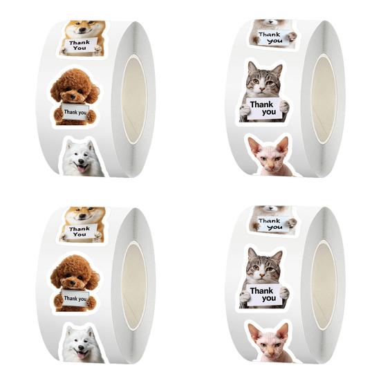 Urocze naklejki z podziękowaniem dla psa i kota, zabawne naklejki graffiti ze szczeniakami, wodoodporne naklejki PVC na telefon, laptop, lodówkę, koperty