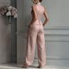 Damen Sommer 2-teilige Business Work Outfits, Ärmellose Hemdweste und Weite Hosen Passendes Set