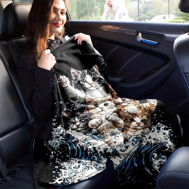 1 Stück leichte Flanelldecke mit Katzenmuster, bequeme und warme Decke, für Camping, Schlafsofa, Couch, Büro, geeignet als Geschenkdecke
