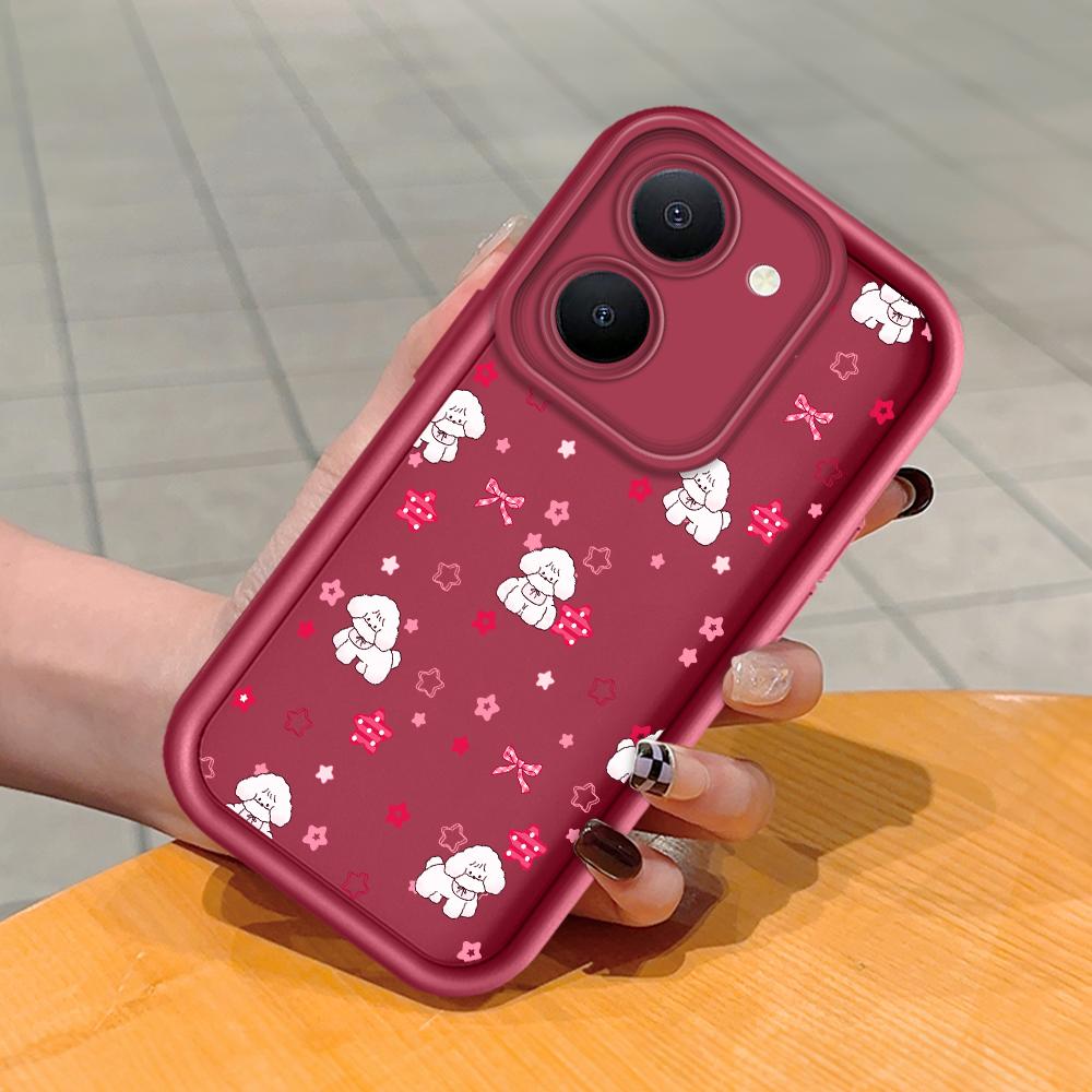 

Мягкий силиконовый квадратный чехол с рисунком лестницы для телефона, полное покрытие, противоударный защитный резиновый чехол для камеры для Vivo Vivo Y28 5G темно-красного