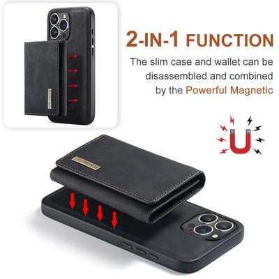 2 In 1 Detachable Magnetic Leather Case for IPhone 16 Pro Max 15 14 13 12 Xs XR 7 8 Plus Se2020 Wallet Cover Cards Holder Pocket