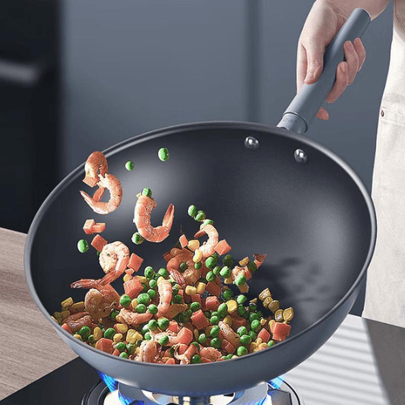 Антипригарный вок для жарки Sanhe 0-Coating с крышкой