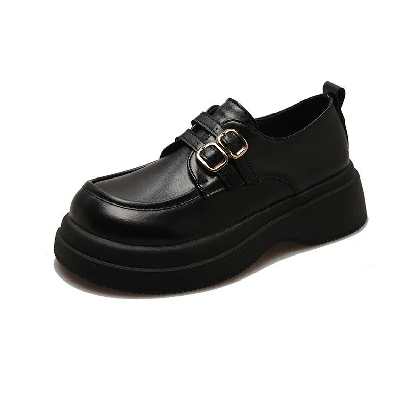 

Новые женские туфли-оксфорды, туфли-броги на платформе, женская обувь из лакированной кожи со шнуровкой и круглым носком, женские туфли на толстой подошве 40