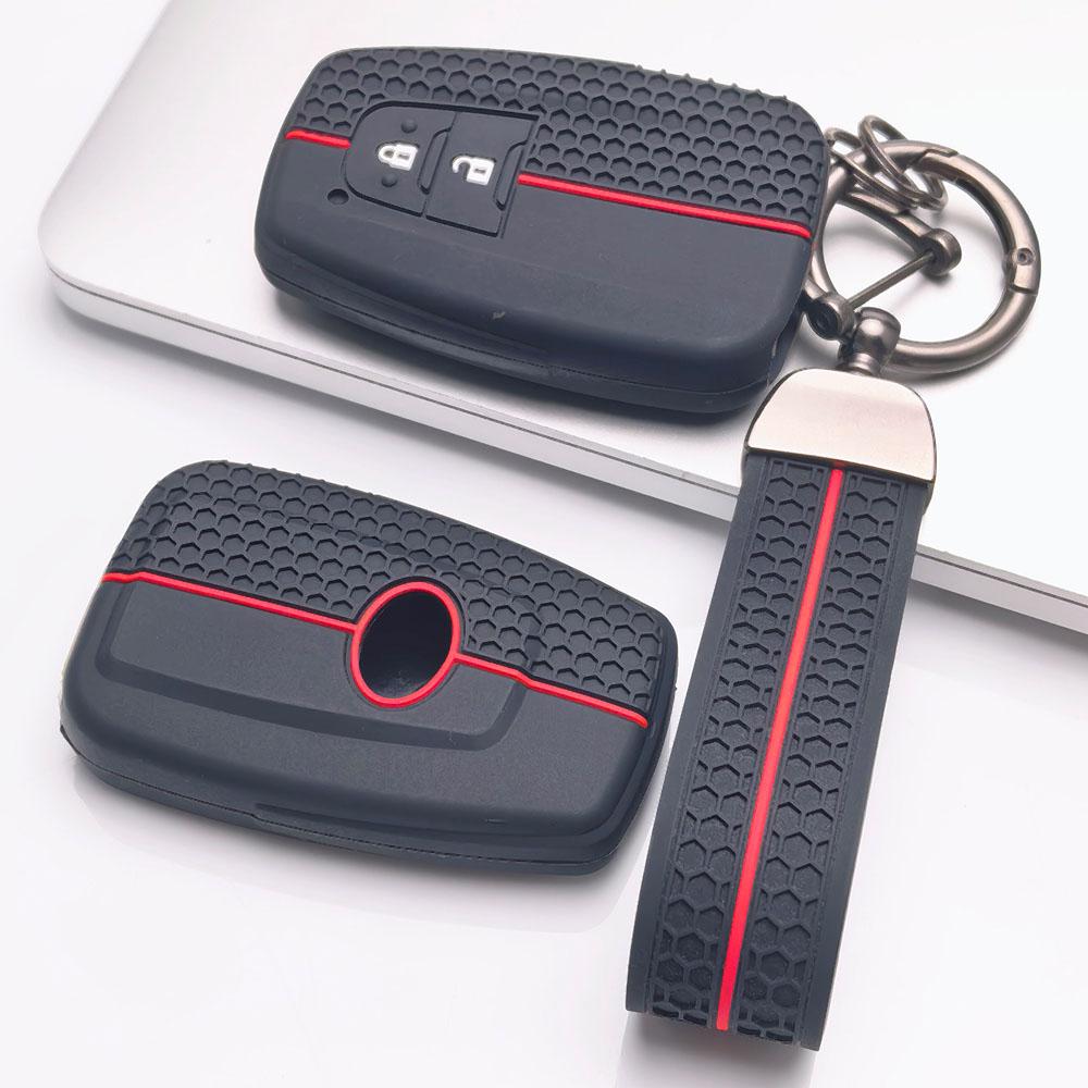 Silicone Car Key Fob Cover with Matching Keychain Compatible with Toyota Corolla Camry RAV4 Highlander Avalon, Fits Toyota Corolla Camry RAV4 Prius
