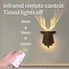 Deer Antler Projection LED Wall Lamp Remote Control Dimmable Timer Night Light Halloween Christmas Party Decoration Lights
