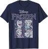 Hot Fashion Frozen Blue Hue Character Portrait Grid Panels T-Shirt S-4XL Four Seasons Gift Unisex
