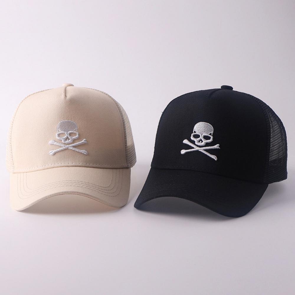 Minimalist Retro Skull Embroidery Baseball Cap Hip Hop Mesh Hat for Women and Men,Y2k Punk Style Hat Outdoor Casual Summer