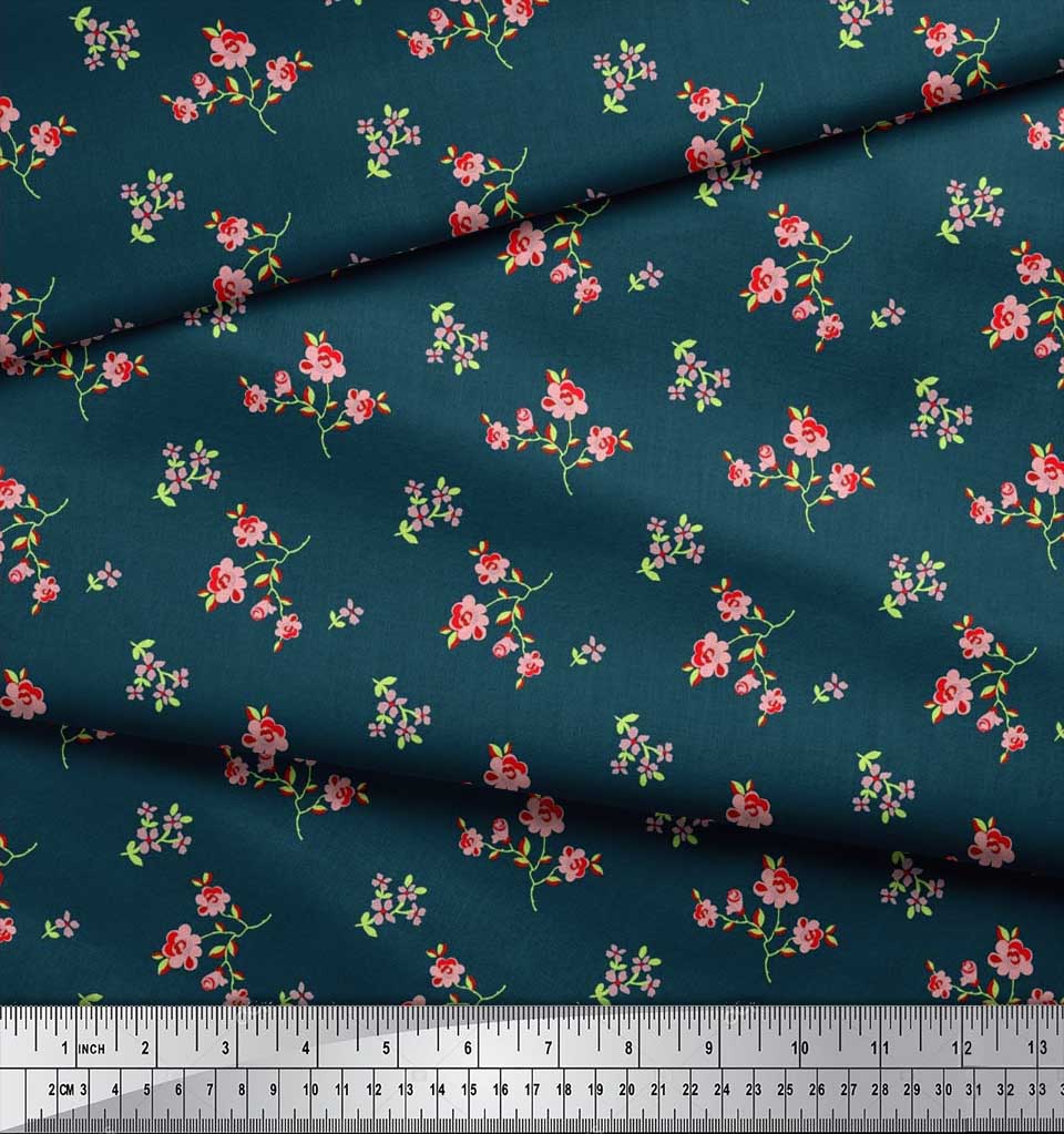 Soimoi Japonská krepdešínová saténová látka Listy a květinový umělecký potisk Šicí látka metr 42 palců