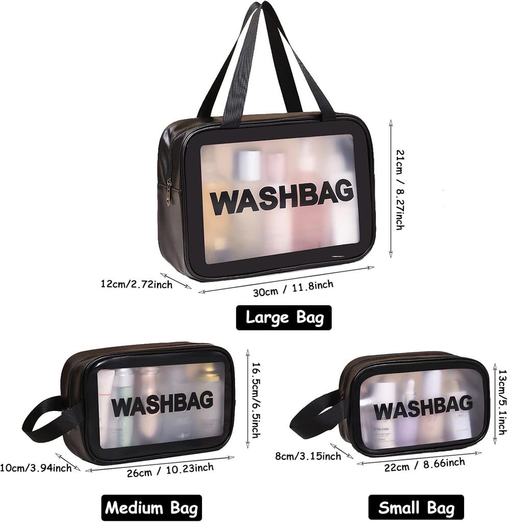 1/3pcs Transparent Makeup And Toiletries Bag, Large Capacity Pvc Semi Transparent Frosted Portable Storage Bag