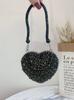 Small Heart-Shaped Rhinestones Evening Bag with Chain for Women Handbag Rhinestones Clutch Purse Crossbody Shoulder Bags