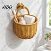 Kitchen Spice And Egg Organizer Woven Hanging Wicker Storage Basket Wall Mounted Imitation Rattan Organizer Versatile Containers Rustic Style