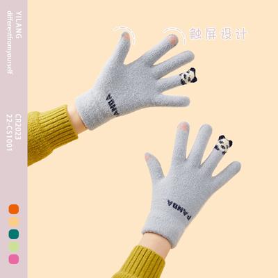 Gloves In Winter Women Ins Cute Plus Velvet Warm Cold Touch Screen Riding Student Five Fingers Cycling Autumn and Winter