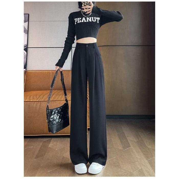 Women's 2026 Korean-Style High-Waisted Wide-Leg Professional Slimming Pants