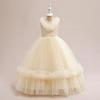 Girls' Lace Beaded Princess Evening Gown with Train