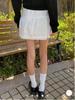 BM Style White Lace High-Waisted Drawstring Skirt for Women - Izzy Skirt