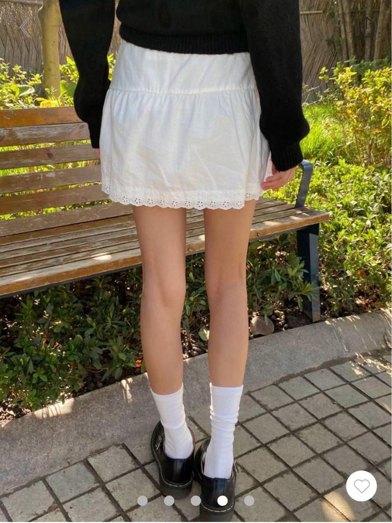 BM Style White Lace High-Waisted Drawstring Skirt for Women - Izzy Skirt