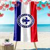 Beach Towel with Fleur De Lis Star Circle Flag, Quick Dry Lightweight, Ultra Soft Absorbent, for Vacation Pool Gift