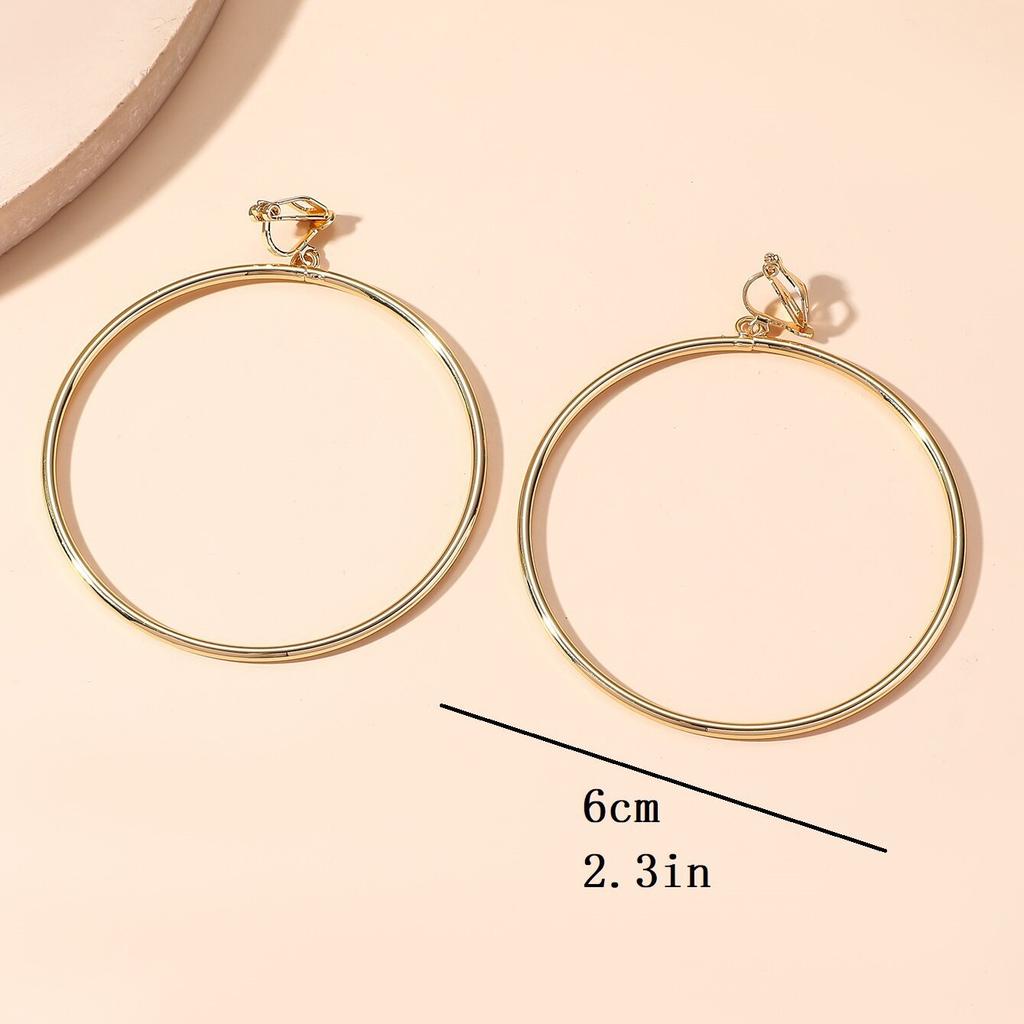 Oversized Round Hoop Clip On Earrings for Women, Elegant Sophisticated European Style Statement Jewelry