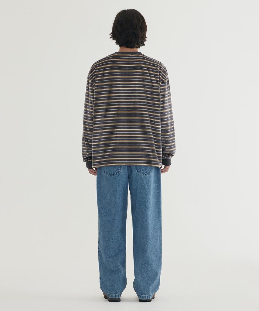 COVERNAT Velour Stripe Long Sleeve Gray