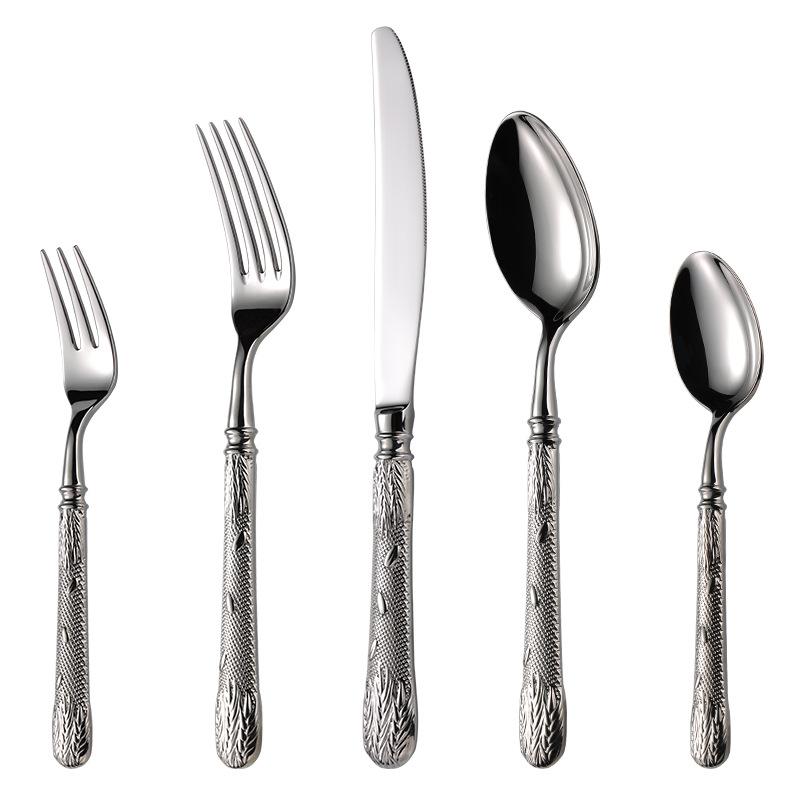 Kłos pszenicy 304 zachodnia zastawa stołowa nóż do steków i widelec łyżka łyżeczka do herbaty widelec do herbaty wysoka wartość hotelowa kuta zastawa stołowa nóż i widelec