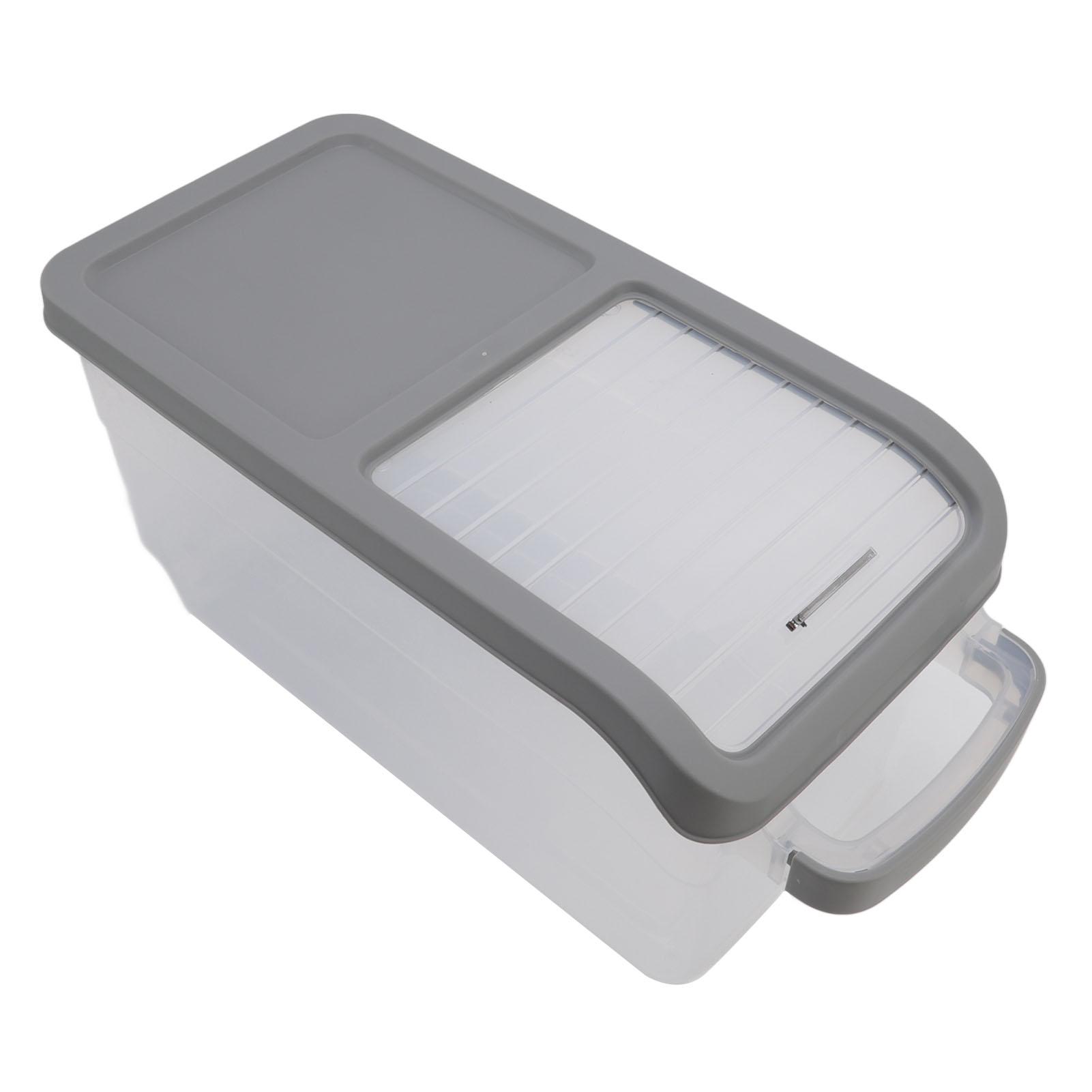 10KG Transparent Rice Storage Box Rice Dispenser Container Slide Cover Grain Storage Bucket with Wheels and Msuring Cup