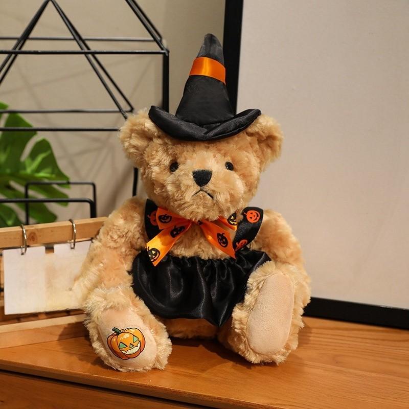 Halloween Teddy Bear Plush Doll With Witch Costume For Festival Decorations And Gifting