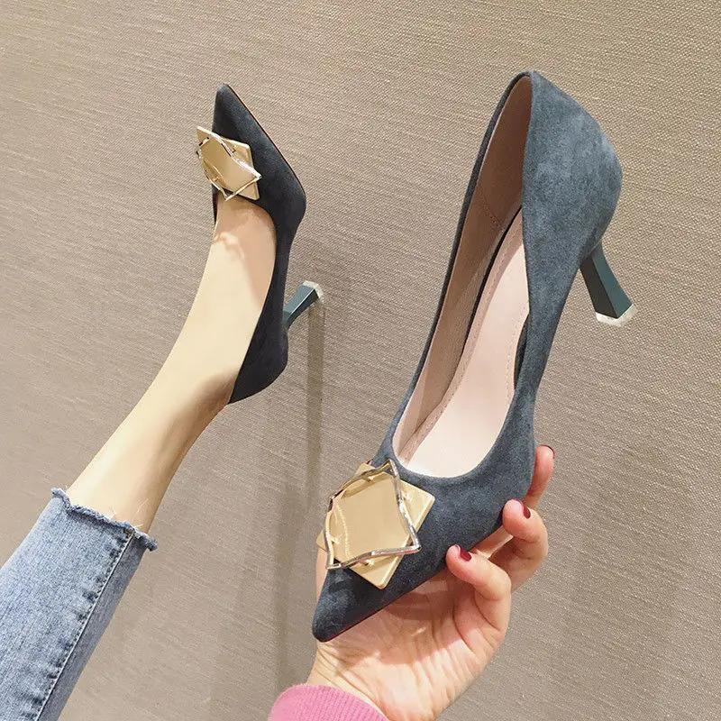 Fashion Women's Shoes On Heeled Pointed Toe Pumps Stilito Ladies High Heels Y2k Slip Korean Style Beau Today with Discount Quality Sale